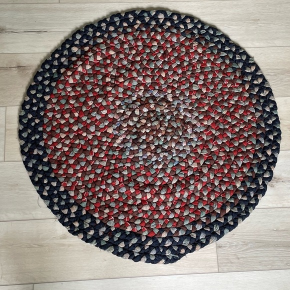 Handcrafted Bohemian Multicolour Braided Round Rug - Picture 8 of 10